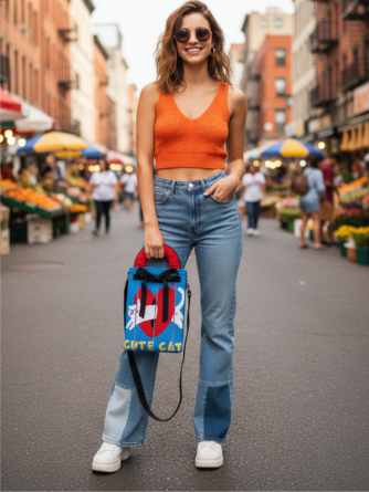 CUTE PATTERN CANVAS SLING BAG