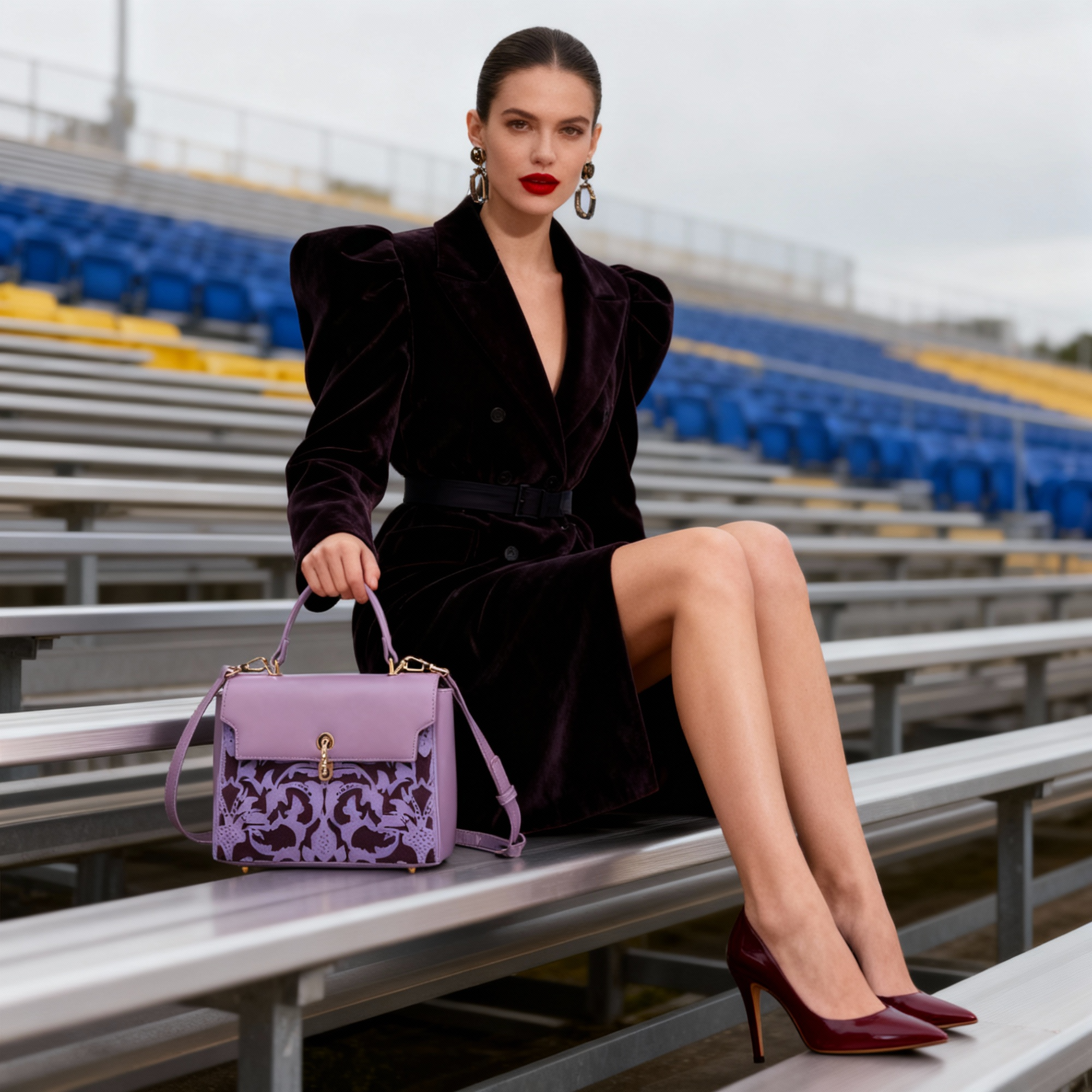 EMPORIO EMBOSSED MESSENGER Purple HANDBAG